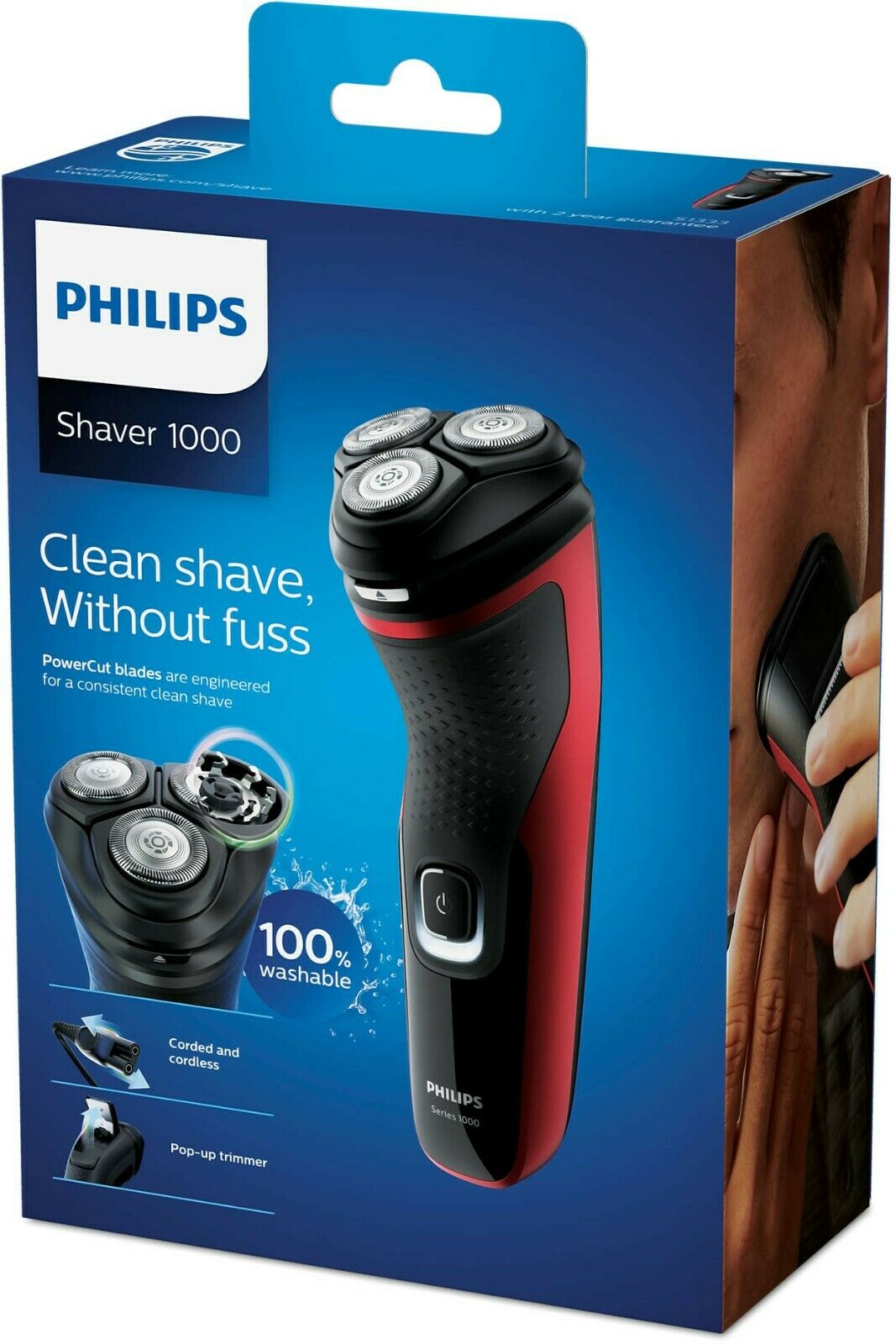Philips S1333/41 Dry Serie 1000 Rasoio Elettrico Ricaricabile per Barba da  Uomo - C.A.R.E. srl